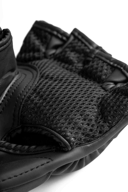 Ventilated open palm with mesh grip on MMA glove